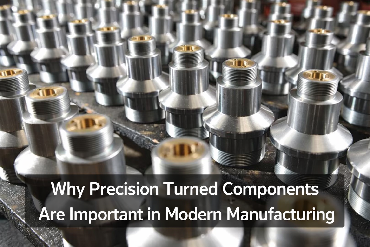 Precision turned metal components in manufacturing setup